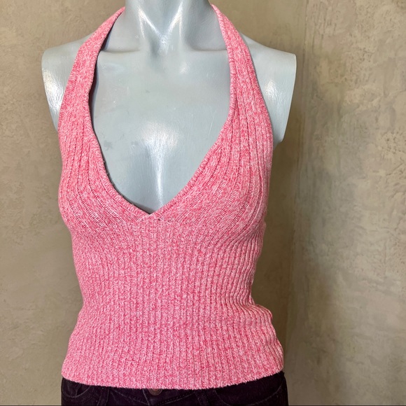 GUESS, Pink Knit Halter, Crop Top, Size XS - Picture 2 of 5